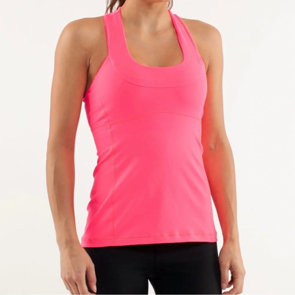 LULULEMON Flash Hot Pink Scoop Neck Racerback Workout Athletic Tank Top - Picture 1 of 11
